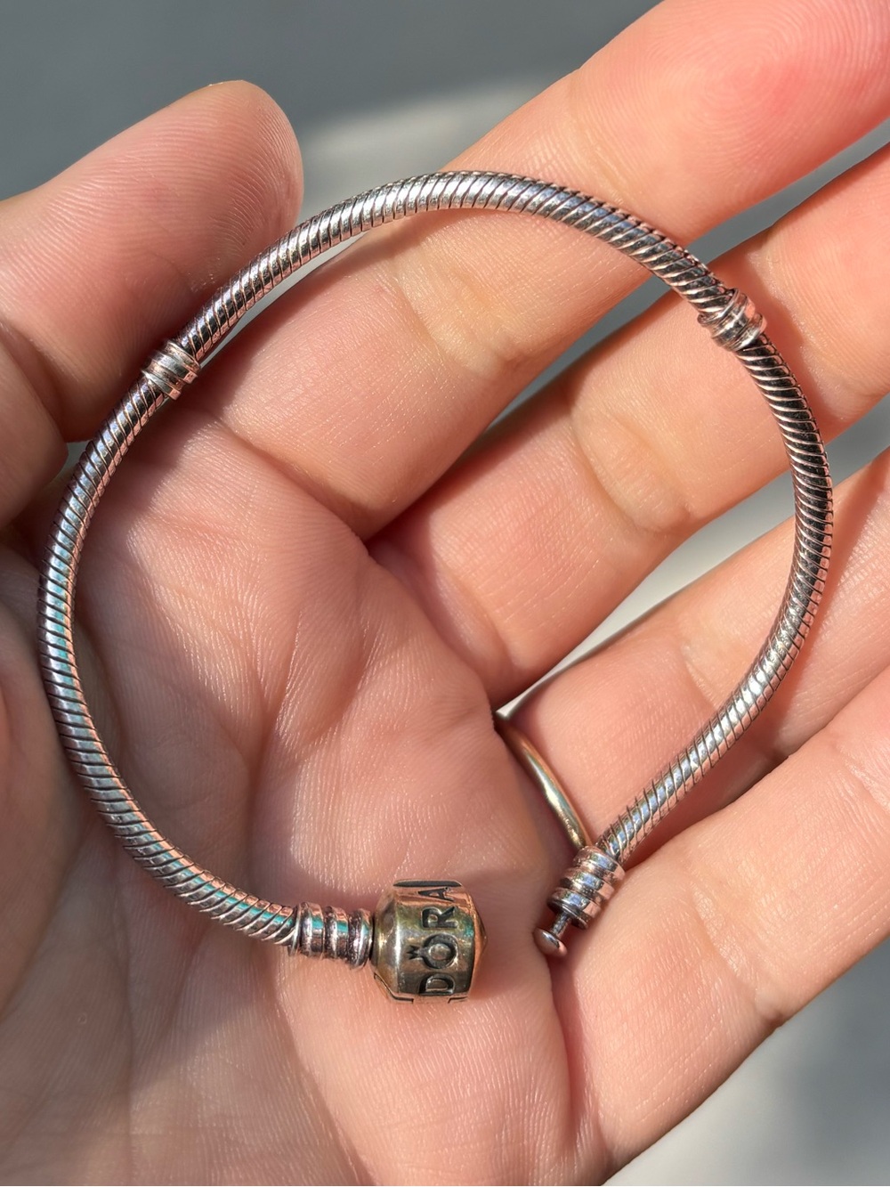Pandora Sterling Silver Snake Chain Charm Bracelet 7.5inch EUC - Picture 5 of 8